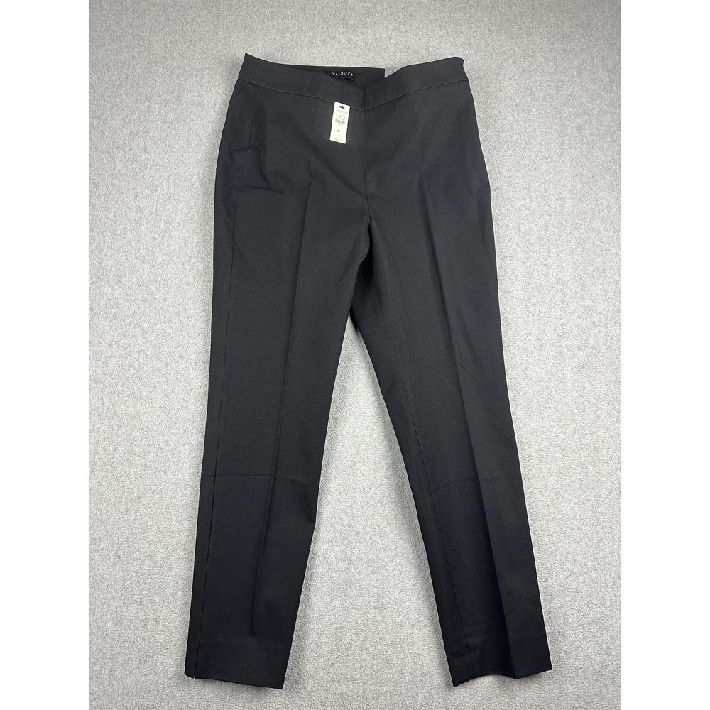 Talbots Chatham Ankle Pants Womens 8P Black Slim Stretch Dress Work Chino NWT